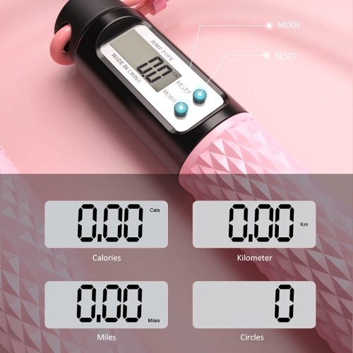 110 inches Adjustable Rope Length Cordless Counting Jump Rope with Calorie, KM, Miles and Counting Digital Display - Pink