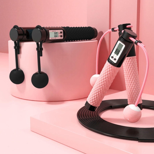 110 inches Adjustable Rope Length Cordless Counting Jump Rope with Calorie, KM, Miles and Counting Digital Display - Pink