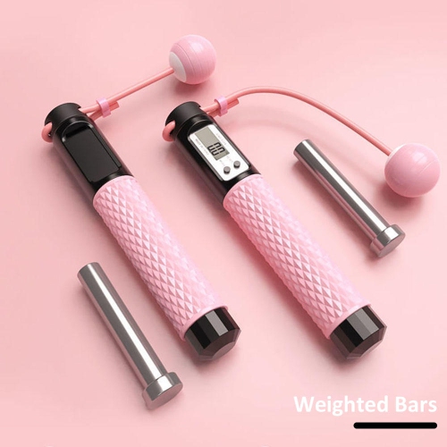 110 inches Adjustable Rope Length Cordless Counting Jump Rope with Calorie, KM, Miles and Counting Digital Display - Pink