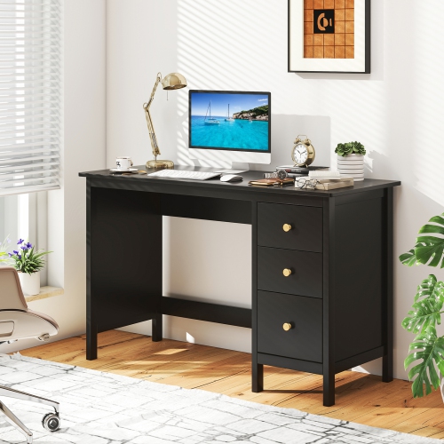Topbuy Computer Desk Writing Table w/3 Drawers Workstation for Home Office White/Black