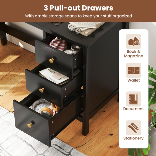 Topbuy Computer Desk Writing Table w/3 Drawers Workstation for Home Office White/Black