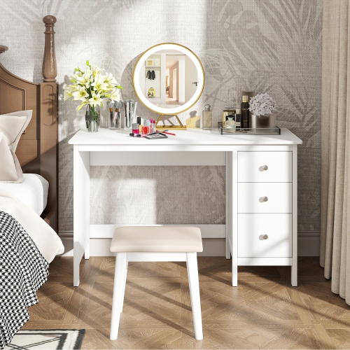 Topbuy Computer Desk Writing Table w/3 Drawers Workstation for Home Office White/Black