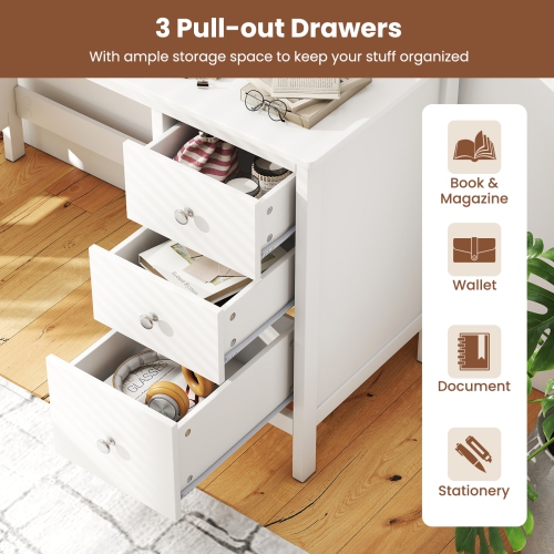 Topbuy Computer Desk Writing Table w/3 Drawers Workstation for Home Office White/Black