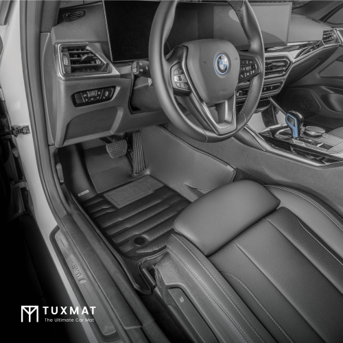 Tapis TuxMat - Pour les modèles BMW i4 2022-2026 - Tapis d'auto sur mesure - Couverture maximale, toutes saisons, mesurée au laser - Cet ensemble