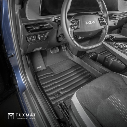 TuxMat - For Kia EV6 2022-2024 Models - Custom Car Mats - Maximum Coverage, All Weather, Laser Measured - This Full Set Includes 1st and 2nd Rows