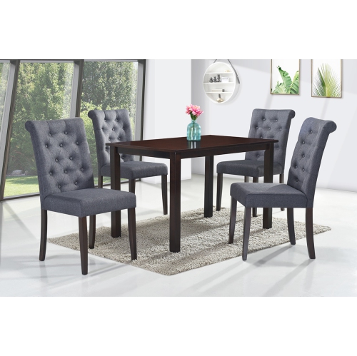 QUEENSONS  Roxy 5PC Solid Wood Dining Set (48" X30") - Dark In Grey