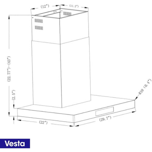 VESTA Copenhagen 800CFM Powerful 30'' Stainless Steel Wall Mounted Range Hood With Gesture Control And Remote Control