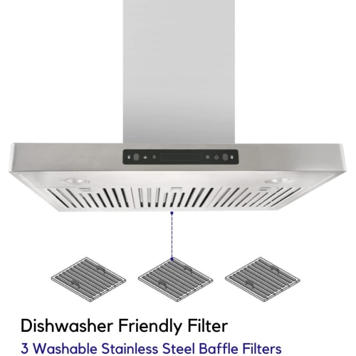 VESTA Copenhagen 800CFM Powerful 30'' Stainless Steel Wall Mounted Range Hood With Gesture Control And Remote Control