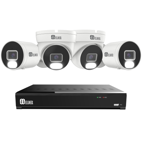 【2024 New】Elder 4K Security Camera System 8MP, 8Ch NVR PoE 4-Camera Outdoor 2TB Color Night Vision, Person & Vehicle Detection Smart Home Surveillanc