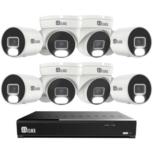 【2024 New】Elder 4K Security Camera System 8MP, 8Ch NVR PoE 8-Camera Outdoor 4TB Color Night Vision, Person & Vehicle Detection Smart Home Surveillanc