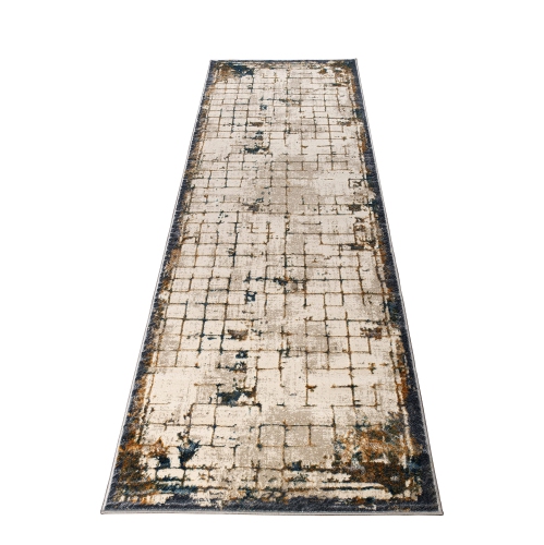 La Dole Rugs Minimalistic Bordered Abstract Modern Runner Rug - Premium Durable Carpet for Living Room, Entrance, and Hallway - Multi, 3x5