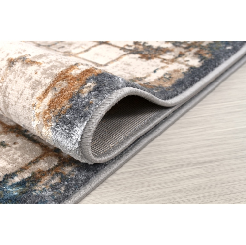 La Dole Rugs Minimalistic Bordered Abstract Modern Runner Rug - Premium Durable Carpet for Living Room, Entrance, and Hallway - Multi, 3x5