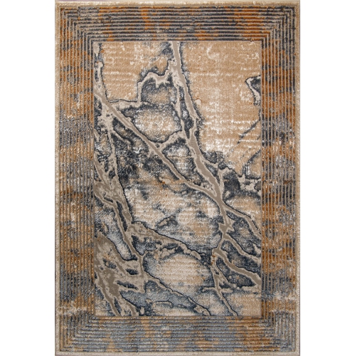 La Dole Rugs Contemporary Marble Pattern Bordered Abstract Modern Area Rug - Premium Durable Carpet for Living Room, Bedroom, and Office - Multi, 6x9