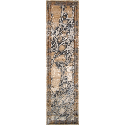La Dole Rugs Contemporary Marble Pattern Bordered Abstract Modern Runner Rug - Premium Durable Carpet for Living Room, Entrance, and Hallway - Multi,