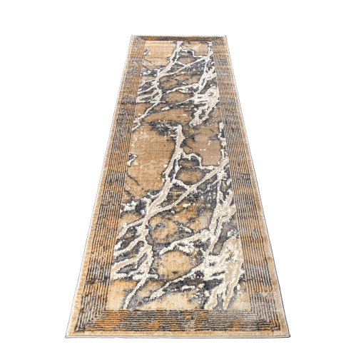 La Dole Rugs Contemporary Marble Pattern Bordered Abstract Modern Runner Rug - Premium Durable Carpet for Living Room, Entrance, and Hallway - Multi,