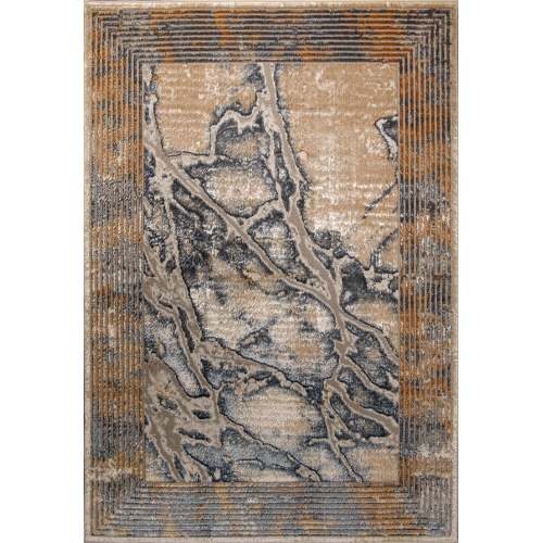 La Dole Rugs Contemporary Marble Pattern Bordered Abstract Modern Area Rug - Premium Durable Carpet for Living Room, Bedroom, and Office - Multi, 4x6
