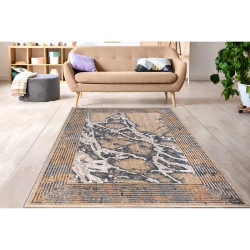 La Dole Rugs Contemporary Marble Pattern Bordered Abstract Modern Area Rug - Premium Durable Carpet for Living Room, Bedroom, and Office - Multi, 4x6