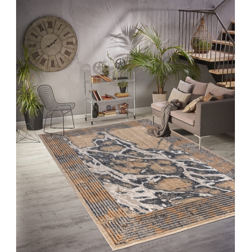 La Dole Rugs Contemporary Marble Pattern Bordered Abstract Modern Area Rug - Premium Durable Carpet for Living Room, Bedroom, and Office - Multi, 4x6