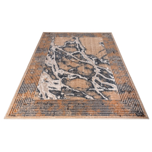 La Dole Rugs Contemporary Marble Pattern Bordered Abstract Modern Area Rug - Premium Durable Carpet for Living Room, Bedroom, and Office - Multi, 4x6