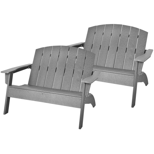 GYMAX  Set Of 2 Adirondack Chair Patio HDpe Adirondack Loveseat Bench Weather Resistant