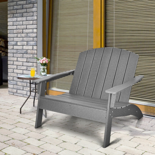 Gymax Set of 2 Adirondack Chair Patio HDPE Adirondack Loveseat Bench Weather Resistant