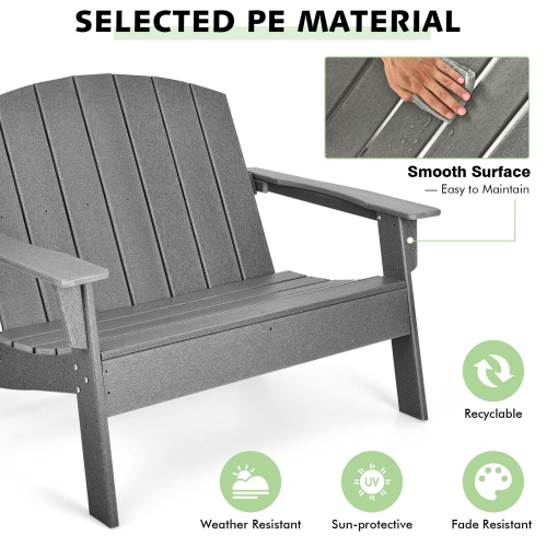 Gymax Outdoor Adirondack Chair Patio HDPE Adirondack Loveseat Bench Weather Resistant