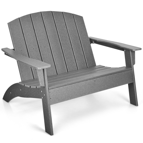 Gymax Outdoor Adirondack Chair Patio HDPE Adirondack Loveseat Bench Weather Resistant