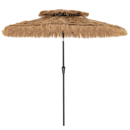 Gymax 8.8 FT Hawaiian Style Umbrella Thatched Tiki Umbrella w/8 Ribs Sun-proof Fabric