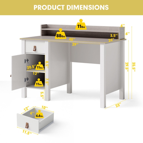 Gymax Computer Desk Home Office Writing Workstation w/ Drawer & Hutch