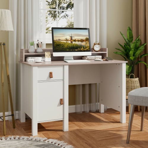 Gymax Computer Desk Home Office Writing Workstation w/ Drawer & Hutch