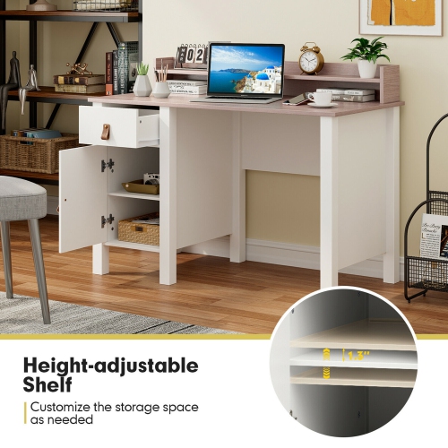 Gymax Computer Desk Home Office Writing Workstation w/ Drawer & Hutch