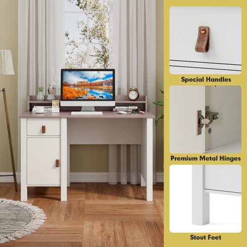 Gymax Computer Desk Home Office Writing Workstation w/ Drawer & Hutch