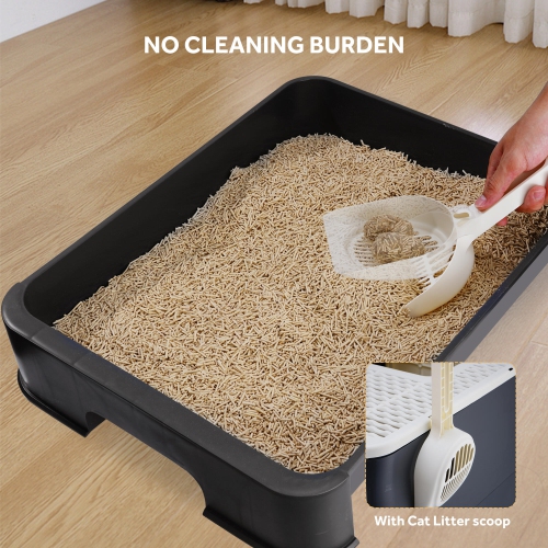 Foldable Cat Litter Box, 20"Lx16"Wx15"H Top Entry Kitty Litter Box with Lid & Scoop Extra Large Space Enclosure Toilet