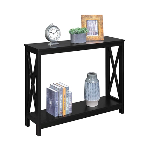 Pemberly Row Traditional Rectangular Console Table in Black Wood Finish