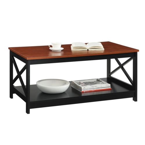 Pemberly Row Coffee Table in Cherry and Black Wood Finish