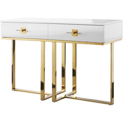 INSPIRED HOME DECOR Posh Living Nicole Miller Mano Console Table White And Gold