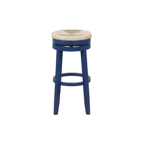 Pemberly Row Contemporary 31" Wood Swivel Barstool in Navy Blue