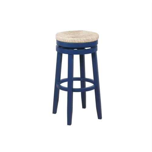 Pemberly Row Contemporary 31" Wood Swivel Barstool in Navy Blue