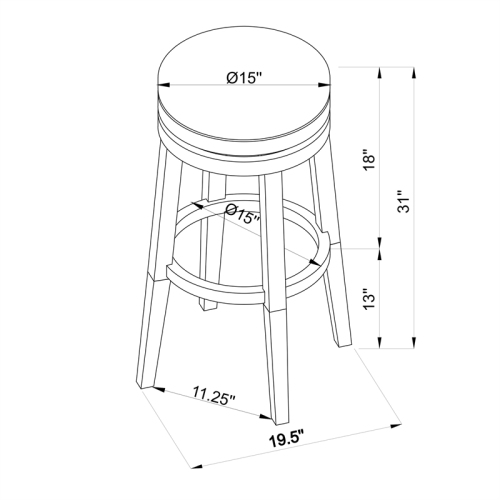 Pemberly Row Contemporary 31" Wood Swivel Barstool in Navy Blue