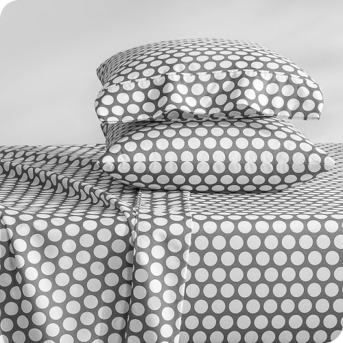 BARE HOME  Sheet Set - Premium 1800 Ultra-Soft Microfiber - Double Brushed - Hypoallergenic - Wrinkle Resistant (Pennytile - Grey/white, California