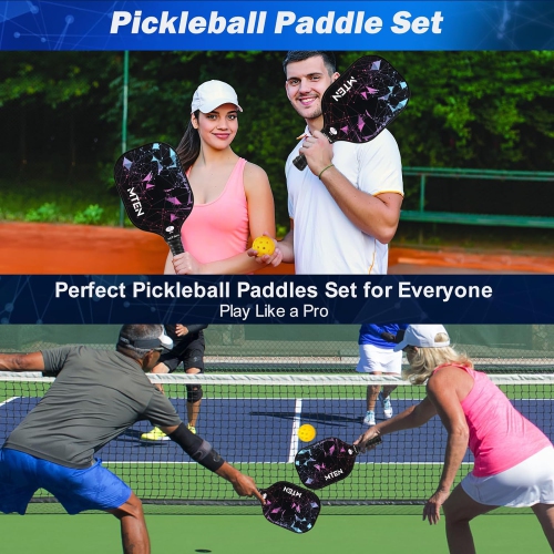 USAPA Approved Fiberglass Pickleball Paddle Set – Lightweight, Durable Rackets for Men & Women – Complete Pickleball Set for Indoor & Outdoor Play