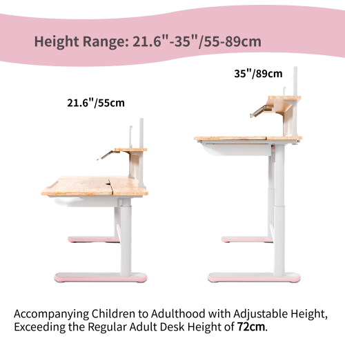 Wenhome Junior Standing Desk, Anti-pinch Design, Divided Tilt Adjustment, Anti-collision, Desktop 44.1”x23.6"/112x60cm Included, Pink - Free Shipping