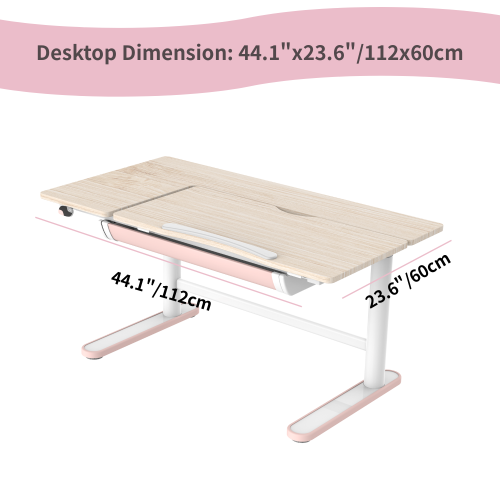 Wenhome Junior Standing Desk, Anti-pinch Design, Divided Tilt Adjustment, Anti-collision, Desktop 44.1”x23.6"/112x60cm Included, Pink - Free Shipping