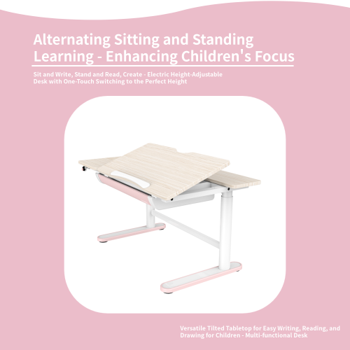 Wenhome Junior Standing Desk, Anti-pinch Design, Divided Tilt Adjustment, Anti-collision, Desktop 44.1”x23.6"/112x60cm Included, Pink - Free Shipping