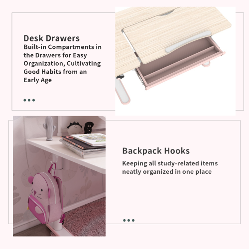Wenhome Junior Standing Desk, Anti-pinch Design, Divided Tilt Adjustment, Anti-collision, Desktop 44.1”x23.6"/112x60cm Included, Pink - Free Shipping