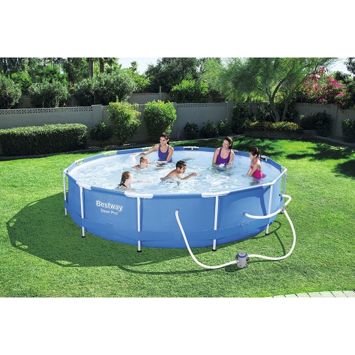 Piscine hors-terre Bestway Steel Pro de 10 pi x 30 po, résistant à la corrosion et aux perforations, avec filtre et pompe d'une capacité de 4,678 gal
