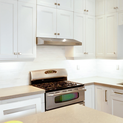 CIARRA 30 inch Range Hood Under Cabinet Hood Vent for Kitchen Ducted and Ductless Convertible,Convertible Ventilation Mode - Stainless steel