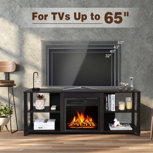 Gymax 59'' Fireplace TV Stand Entertainment Center w/ 18'' 1500W Electric Fireplace
