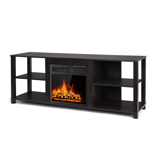 Gymax 59'' Fireplace TV Stand Entertainment Center w/ 18'' 1500W Electric Fireplace