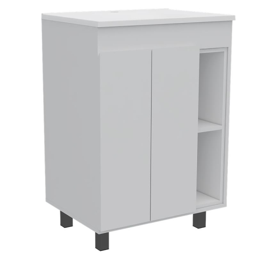 TUHOME 24" Meka Vanity White Engineered Wood Vanities in White